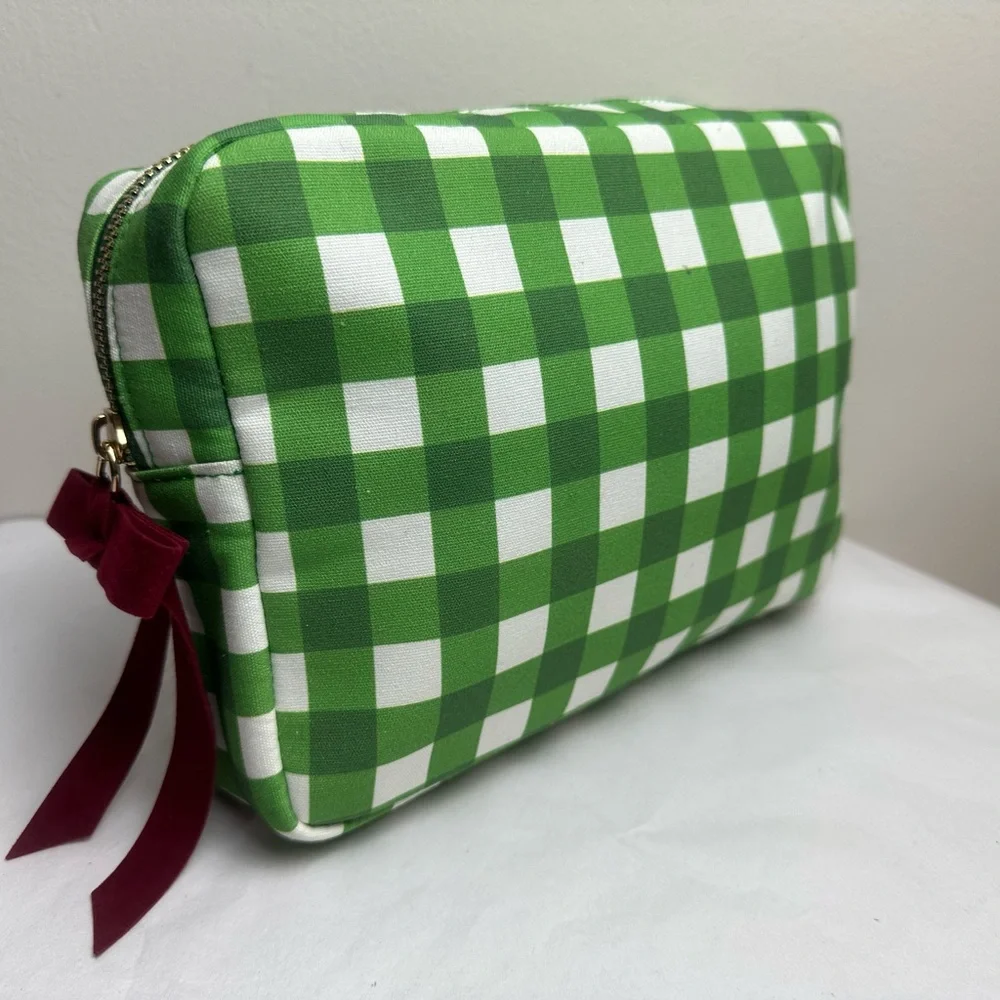 Cosmetic Pouch with Burgundy Ribbon